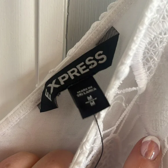 Express White Lace Crochet Slip Dress Size Medium NWT - Picture 8 of 11